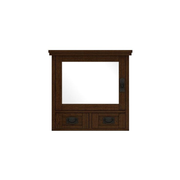 23.5 in. W x 22.75 in. H Framed Rectangular  Bathroom Vanity Mirror in Dark Oak