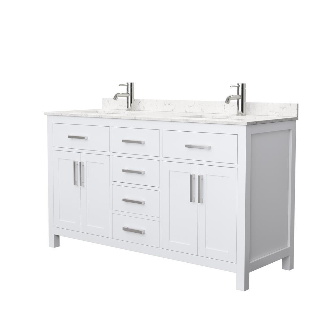 Beckett 72 in. W x 22 in. D Double Bath Vanity in White with Cultured Marble Vanity Top in Carrara with White Basins - Super Arbor