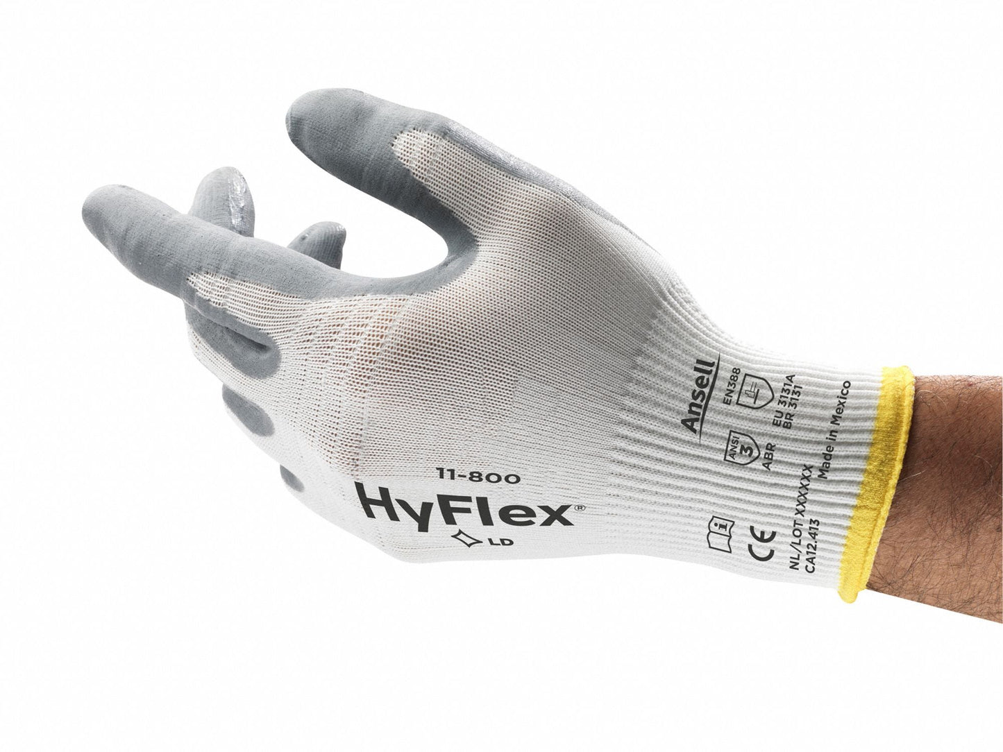 HYFLEX HyFlex 11-800 Foam Nitrile Coated Gloves, XL, ANSI Abrasion Level 3
