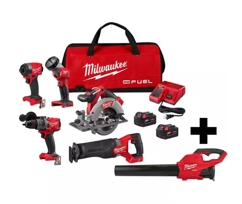 M18 FUEL 18-Volt Lithium-Ion Brushless Cordless Combo Kit (5-Tool) with Brushless Cordless Handheld Blower