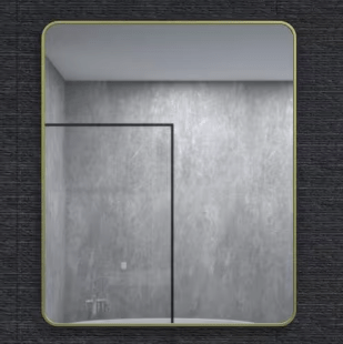 30 in. W x 36 in. H Rectangular Framed Wall Bathroom Vanity Mirror in Brass
