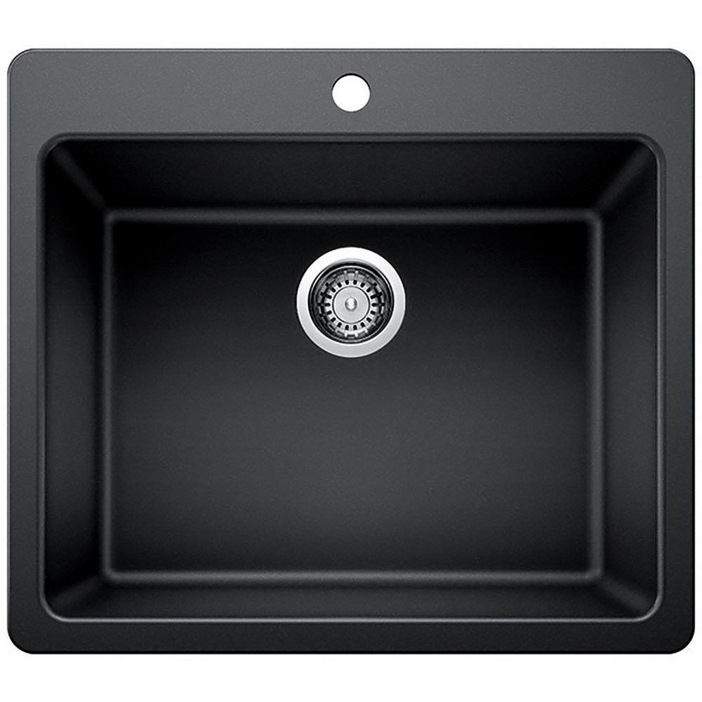 Glacier Bay Drop-in/Undermount Granite Composite 33 in. Single Bowl Kitchen Sink in White - Super Arbor
