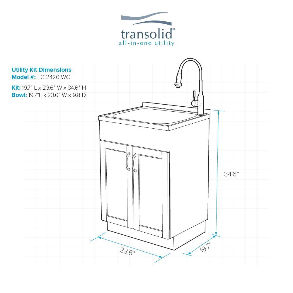 All-in-One 23.6 in. x 19.7 in. x 34.6 in. Stainless Steel Laundry/Utility Sink and Wood Cabinet with Faucet in White - Super Arbor