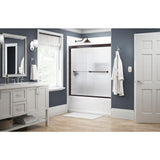 Lyndall 60 in. x 58-1/8 in. Semi-Frameless Traditional Sliding Bathtub Door in Bronze with Rain Glass - Super Arbor
