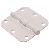 3-1/2 in. White Residential Door Hinge with 5/8 in. Round Corner Removable Pin Full Mortise (9-Pack) - Super Arbor