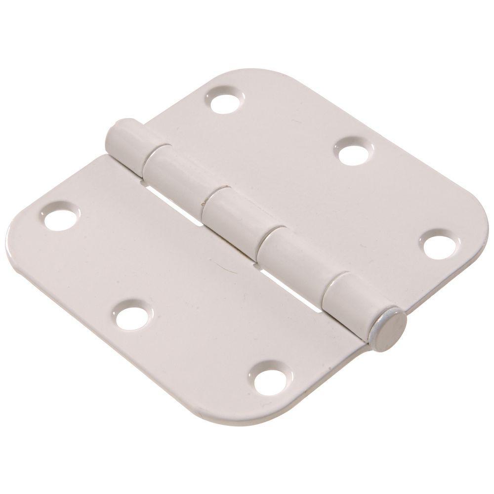 3-1/2 in. White Residential Door Hinge with 5/8 in. Round Corner Removable Pin Full Mortise (9-Pack) - Super Arbor