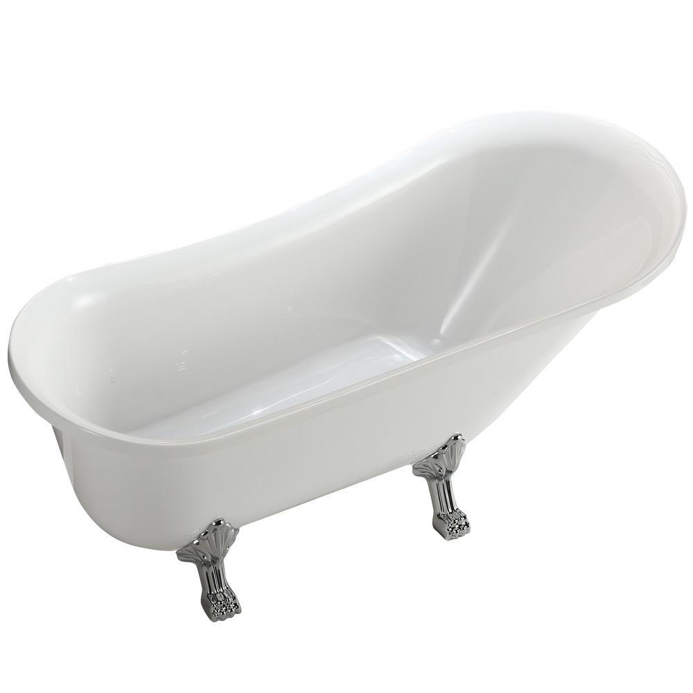 Jacqueline 5.7 ft. Acrylic Clawfoot Non-Whirlpool Bathtub in White - Super Arbor