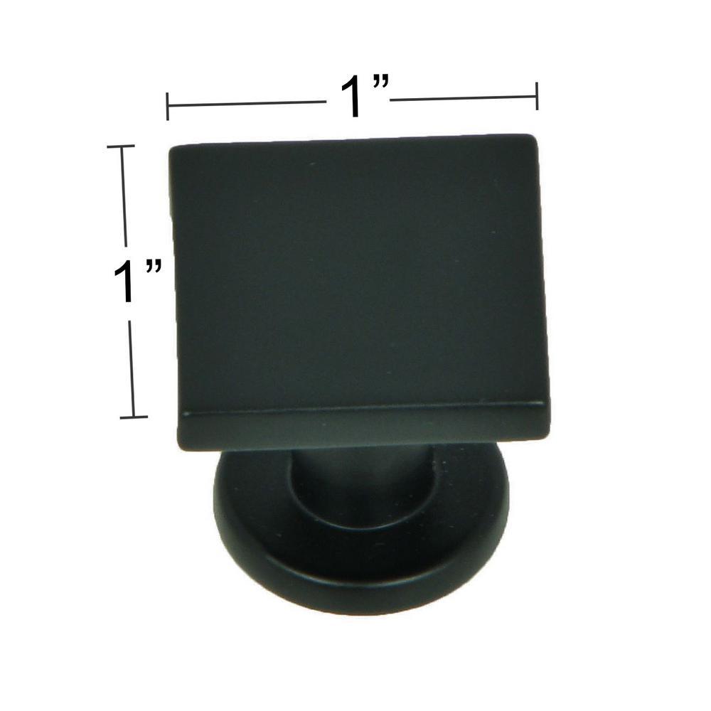 SoHo 1 in. Matte Black Square Cabinet Knob (10-Pack) - Super Arbor
