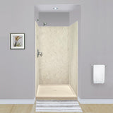 Expressions 48 in. x 48 in. x 96 in. 4-Piece Easy Up Adhesive Alcove Shower Wall Surround in Bianca - Super Arbor
