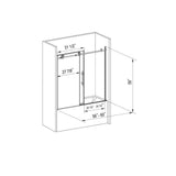 60 in. W x 59 in. H Sliding Frameless Bathtub Door in Stainless Steel with Clear Glass and Handle - Super Arbor