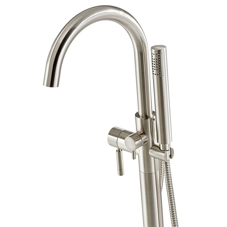 Athena Single-Handle Floor-Mounted Roman Tub Faucet with Hand Shower in Brushed Nickel