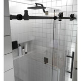 52 in. - 56 in. x 78 in. Frameless Sliding Shower Door in Matte Black with Handle - Super Arbor