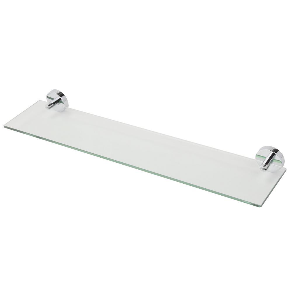 Pendle 5.28 in. L x 2.12 in. H x 24.30 in. W Wall-Mounted Opaque Glass Bathroom Shelf with Flexi-Fix in Chrome - Super Arbor