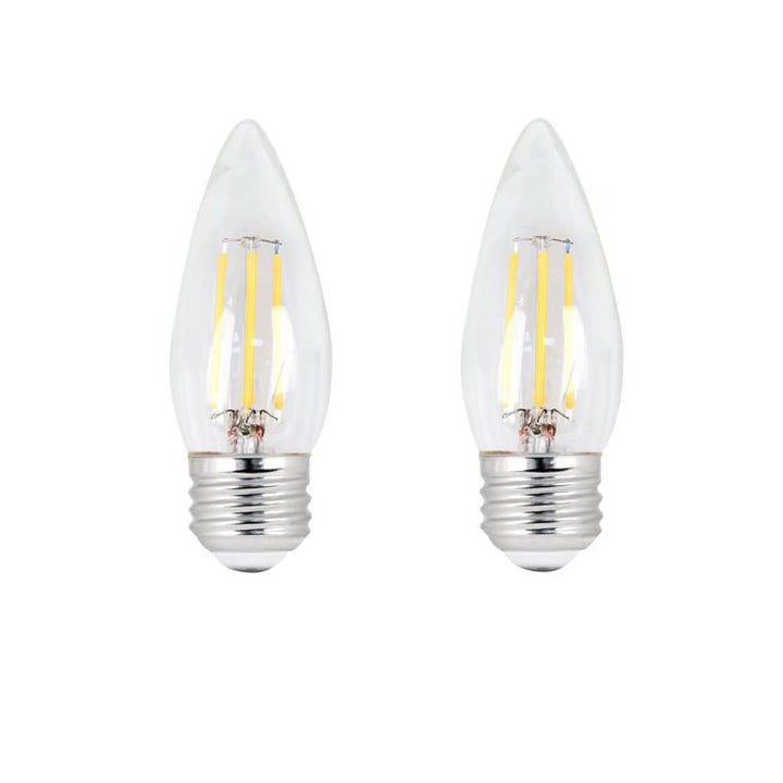 Feit Electric 60W Equivalent B10 Candelabra Dimmable Filament CEC Title 20 Clear Glass Chandelier LED Light Bulb, Daylight (2-Pack)