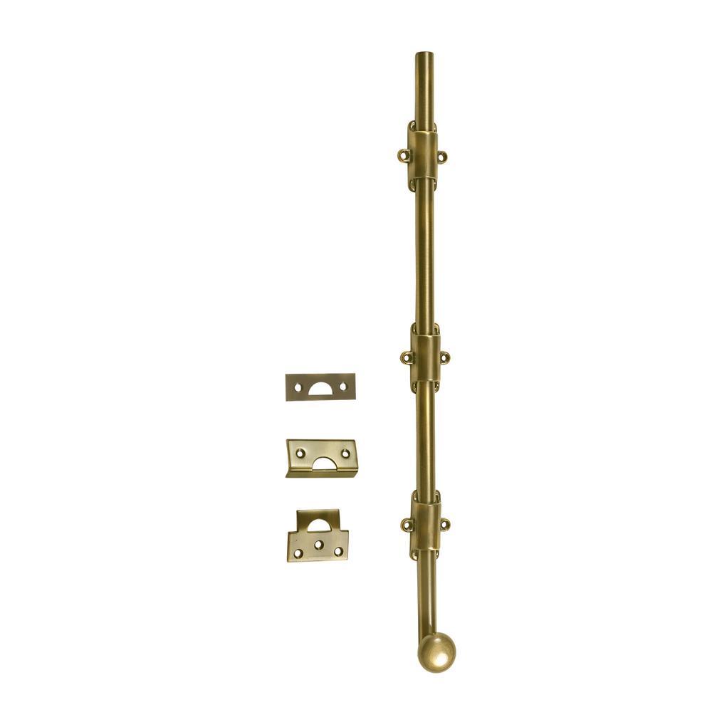 18 in. Heavy-Duty Solid Brass Matte Black Surface Bolt with Round Knob - Super Arbor
