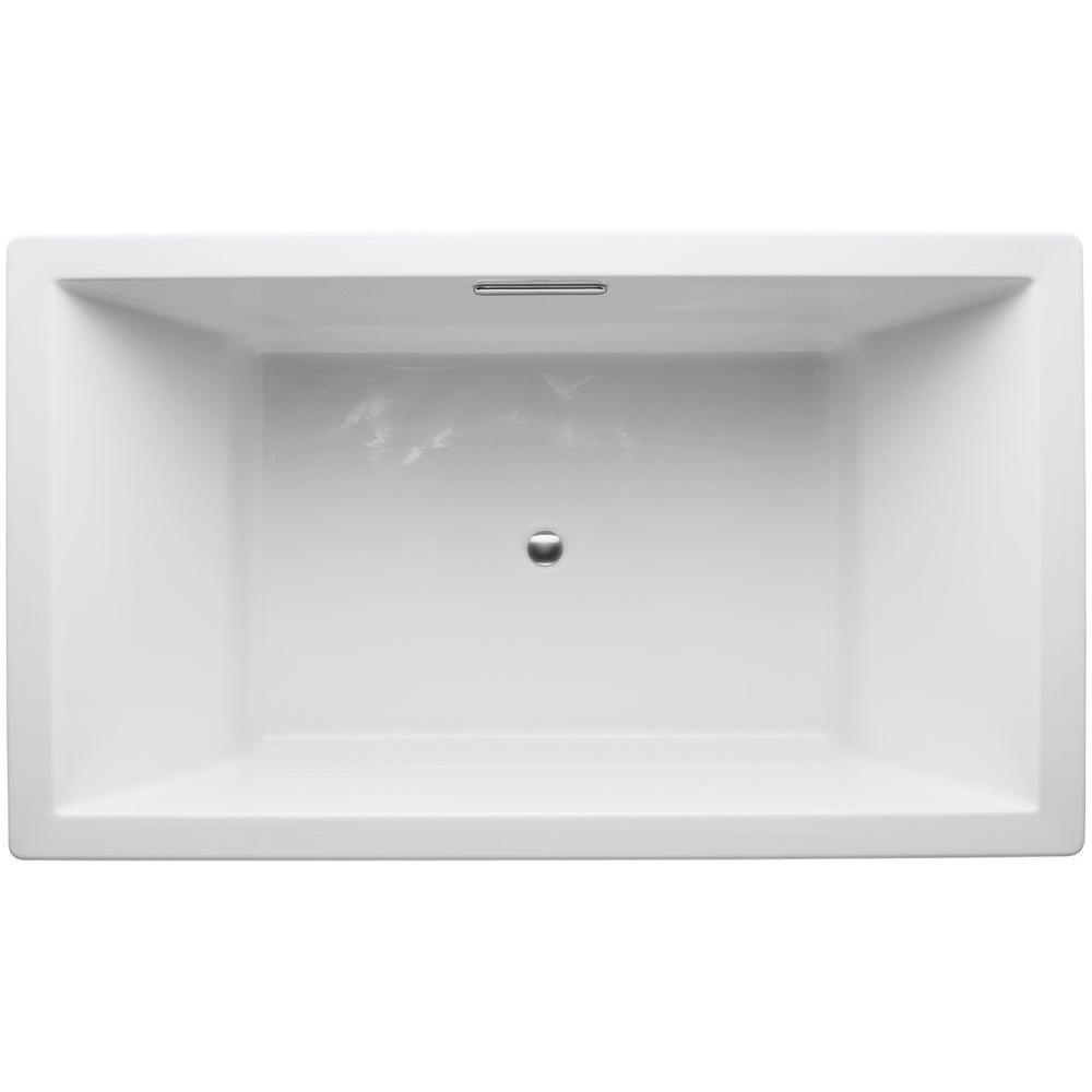 Underscore 6 ft. Rectangular Drop-in Center Drain Soaking Tub in White - Super Arbor