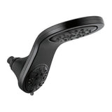 HydroRain Two-in-One 5-Spray 6 in. Double Wall Mount Fixed H2Okinetic Shower Head in Matte Black - Super Arbor