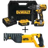 20-Volt MAX XR Cordless Premium Brushless Hammer Drill w/ Bonus 20-Volt MAX Cordless Reciprocating Saw (Tool-Only) - Super Arbor