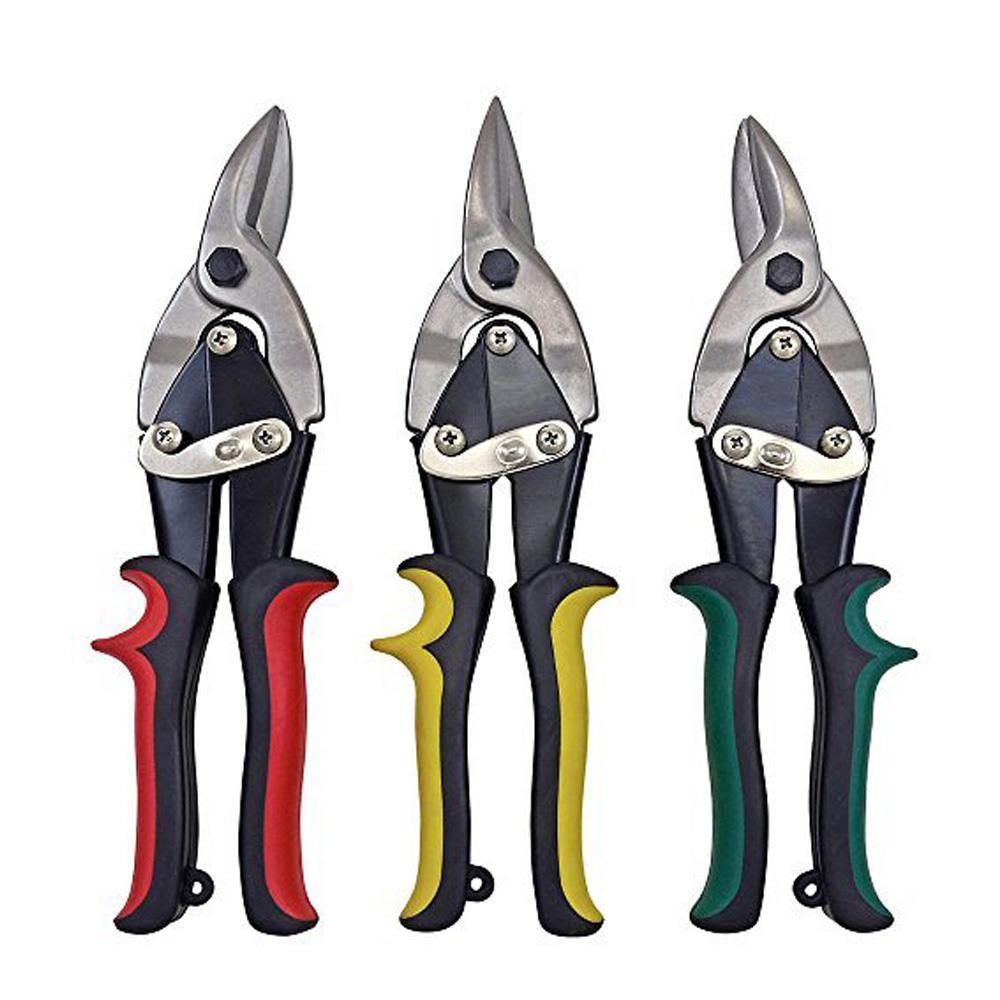 Straight-Cut Left-Cut and Right-Cut Aviation Tin Snip Set (3-Pieces) - Super Arbor