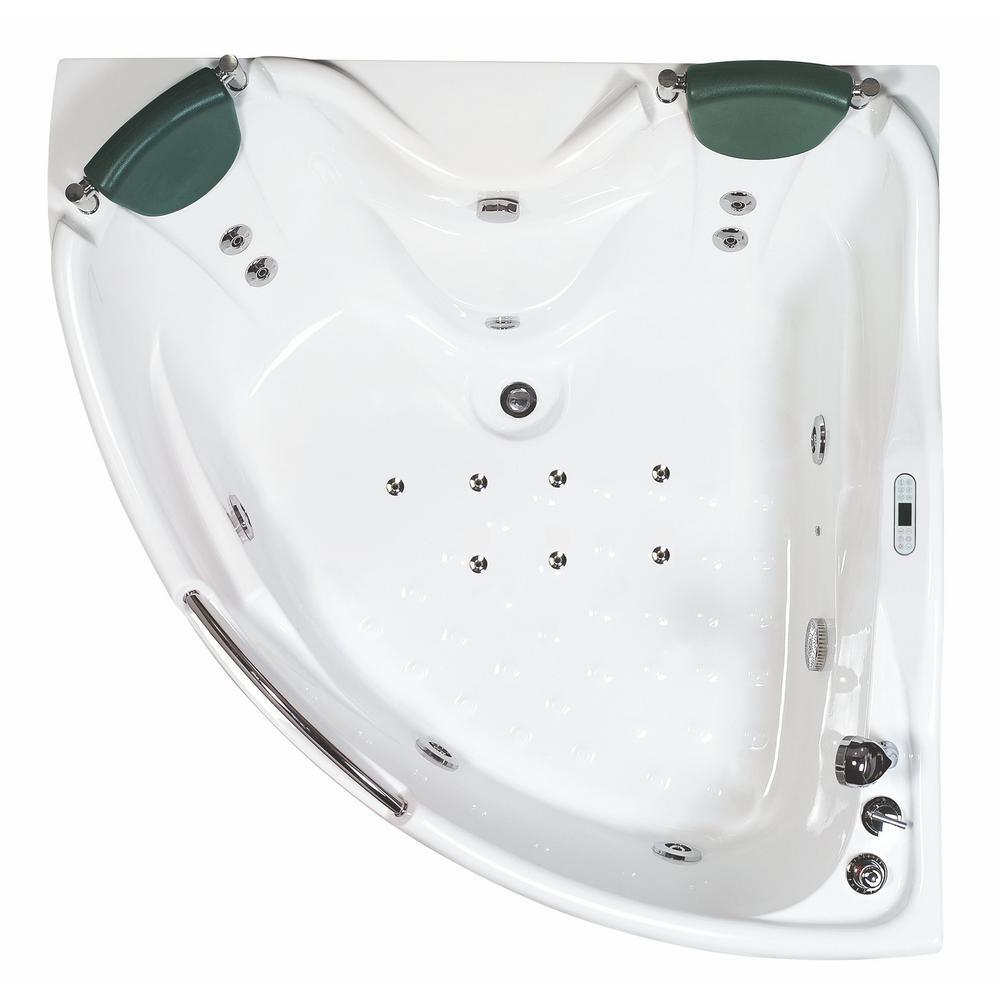 60 in. Acrylic Offset Drain Corner Apron Front Whirlpool Bathtub in White - Super Arbor