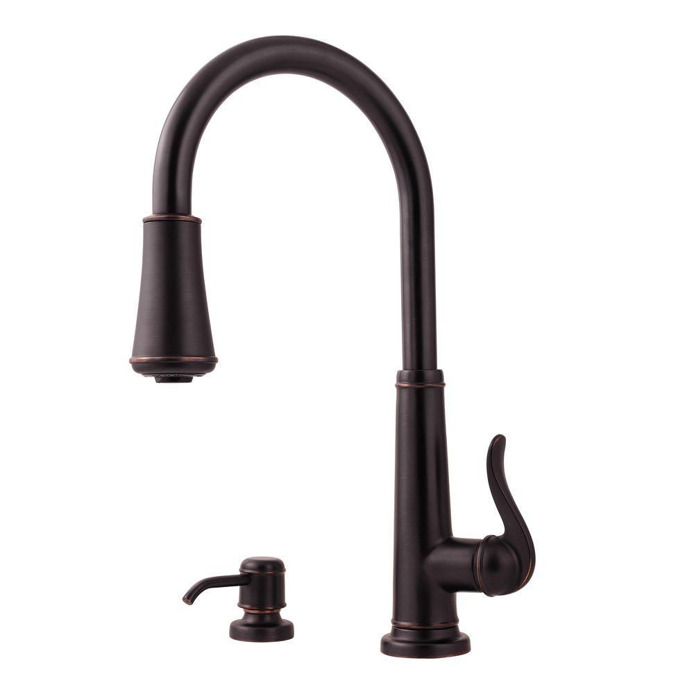 Ashfield Single-Handle Pull-Down Sprayer Kitchen Faucet in Rustic Bronze - Super Arbor