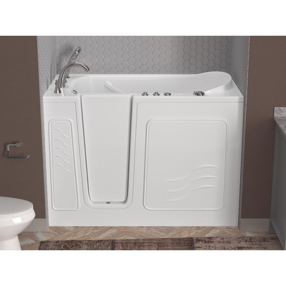 HD Series 53 in. Left Drain Quick Fill Walk-In Whirlpool Bath Tub with Powered Fast Drain in White - Super Arbor