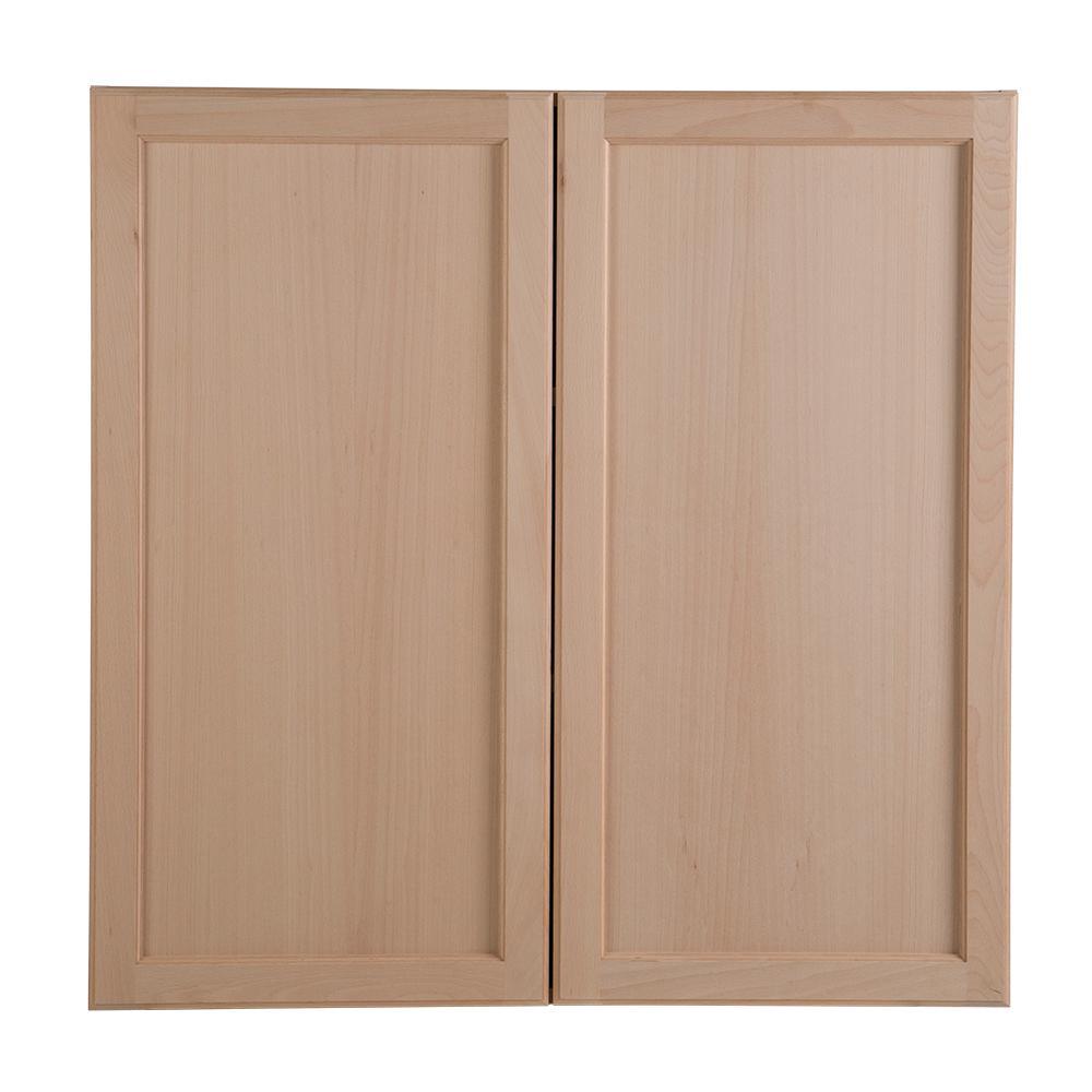 Easthaven Shaker Assembled 36x30x12 in. Frameless Wall Cabinet in Unfinished Beech - Super Arbor