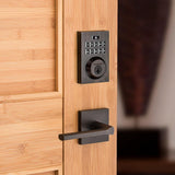 SmartCode 913 Contemporary Venetian Bronze Single Cylinder Electronic Deadbolt with Halifax Hall/Closet Lever - Super Arbor