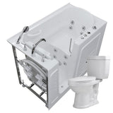52.8 in. Walk-In Whirlpool Bathtub in White with 1.28 GPF Single Flush Toilet - Super Arbor