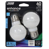 Feit Electric 60-Watt Equivalent G16.5 Medium Dimmable Filament ENERGY STAR White Glass LED Light Bulb, Daylight (2-Pack)