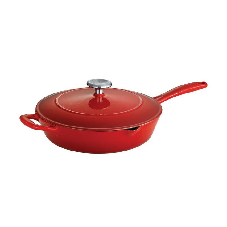 Gourmet 10 in. Porcelain-Enameled Cast Iron Skillet in Gradated Cobalt with Lid