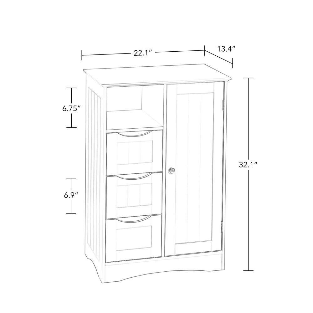 Ashland 22 in. W x 32 in. H 1-Door, 3-Drawer Floor Cabinet in Espresso - Super Arbor
