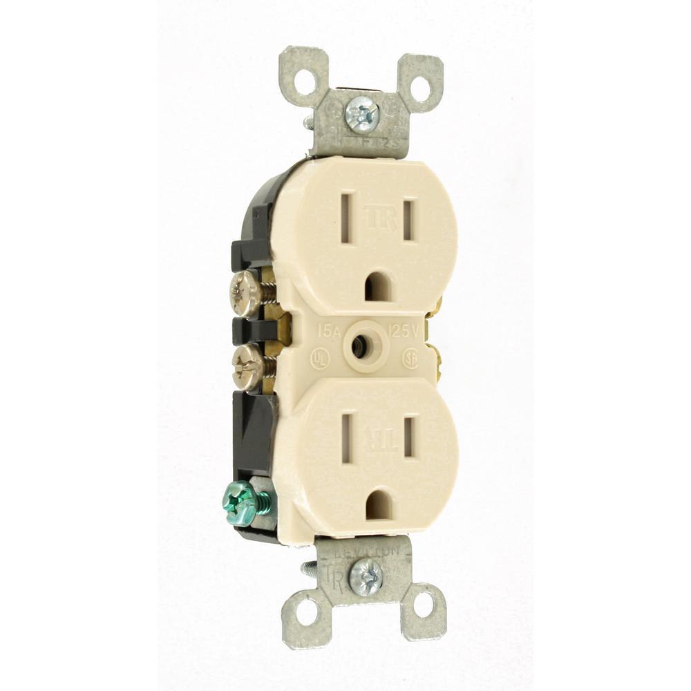 15 Amp Tamper Resistant Duplex Outlet, Light Almond - Super Arbor