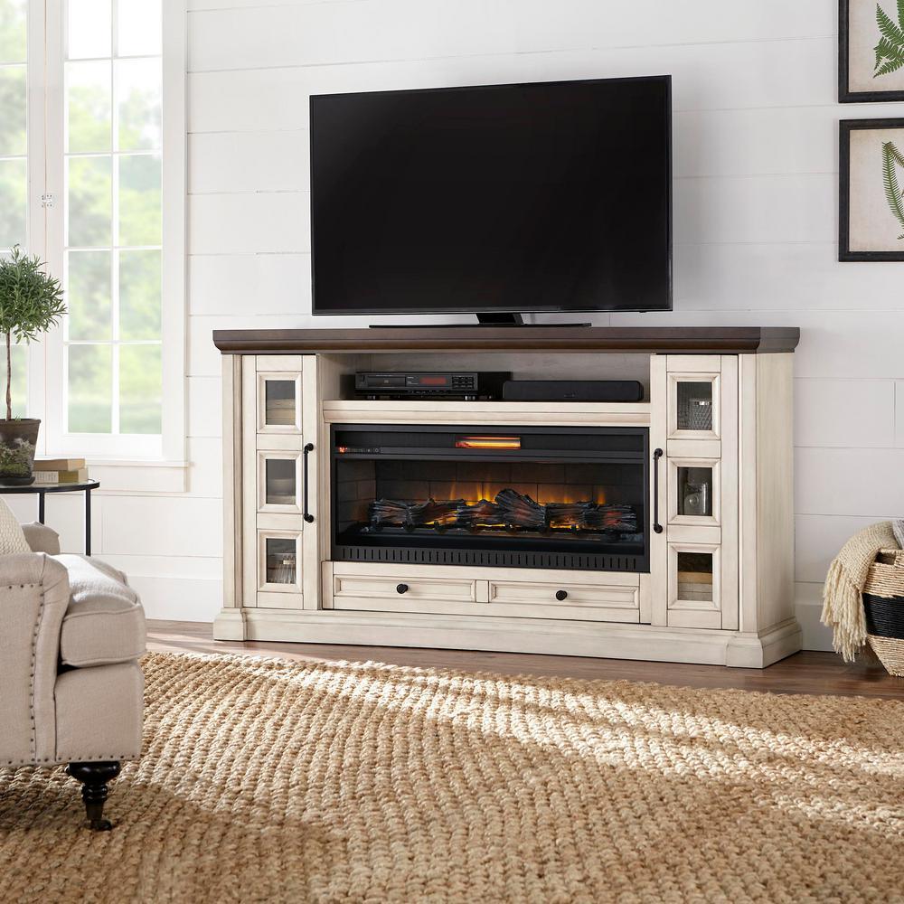 Cecily 72 in. Media Console Infrared Electric Fireplace in Rich Brown Cherry - Super Arbor