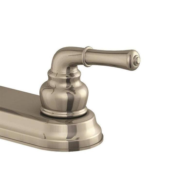 EZ-FLO Prestige Brushed Nickel 2-Handle Deck-Mount High-Arc Handle Kitchen Faucet (Deck Plate Included)