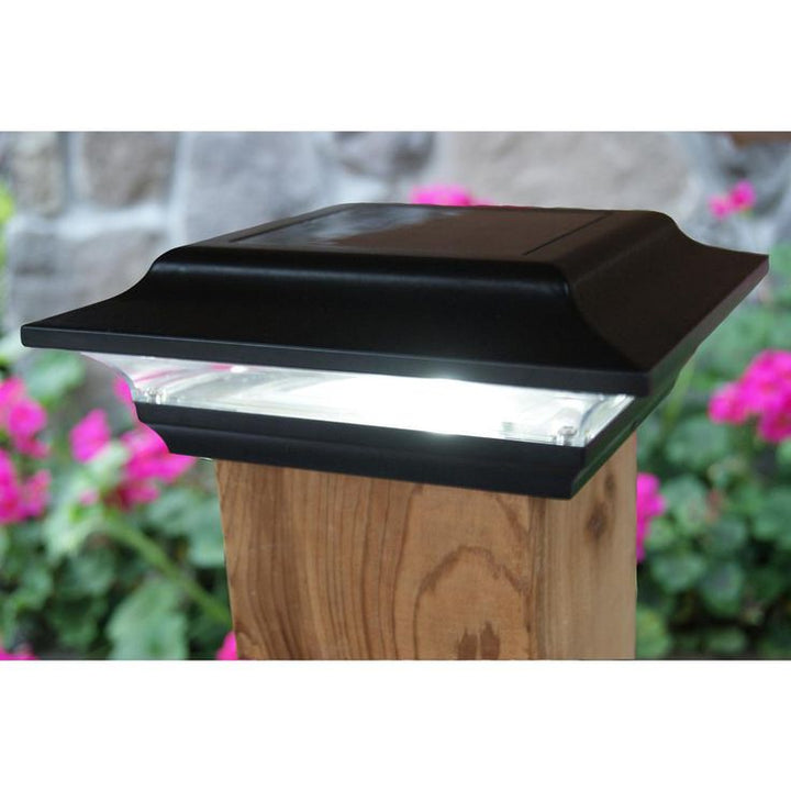 Imperial 5 in. x 5 in. Outdoor Black Cast Aluminum LED Solar Post Cap (2-Pack)