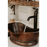 Premier Copper Products Bath Tub Hammered Copper Vessel Sink in Oil Rubbed Bronze
