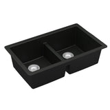 Quartz Black 33 in. 50/50  Double Bowl Composite Undermount Kitchen Sink - Super Arbor