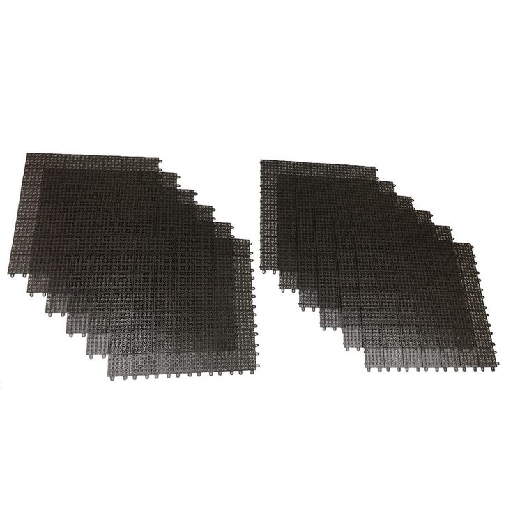 Brown Regenerated 22 in. x 22 in. Polypropylene Interlocking Floor Mat System (Set of 12 Tiles)