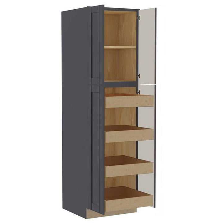 Home Decorators Collection Washington 24 in. W x 24 in. D x 84 in. H Assembled Plywood Pantry Kitchen Cabinet in Onyx with 4ROT Soft Close