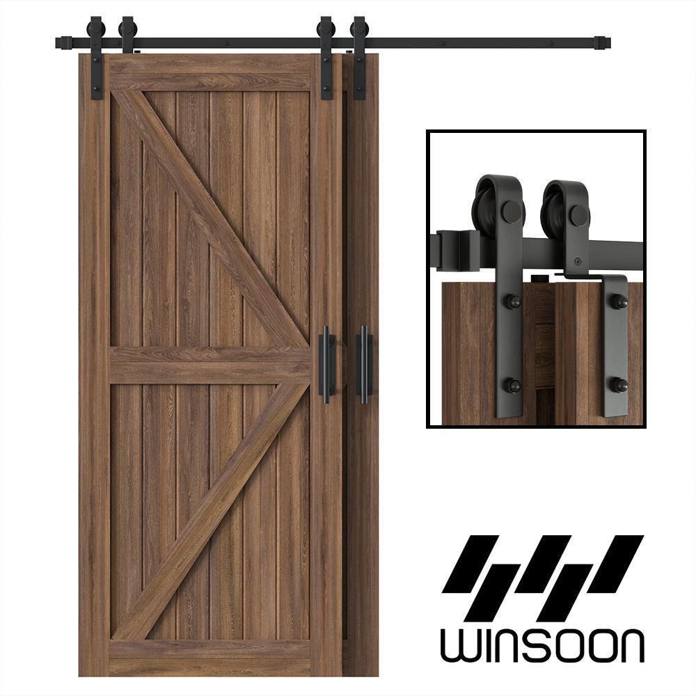 6 ft./72 in. Single Track Bypass Barn Door Hardware Double Doors Kit, Heavy-Duty Sliding 1-Track Antique Roller - Super Arbor