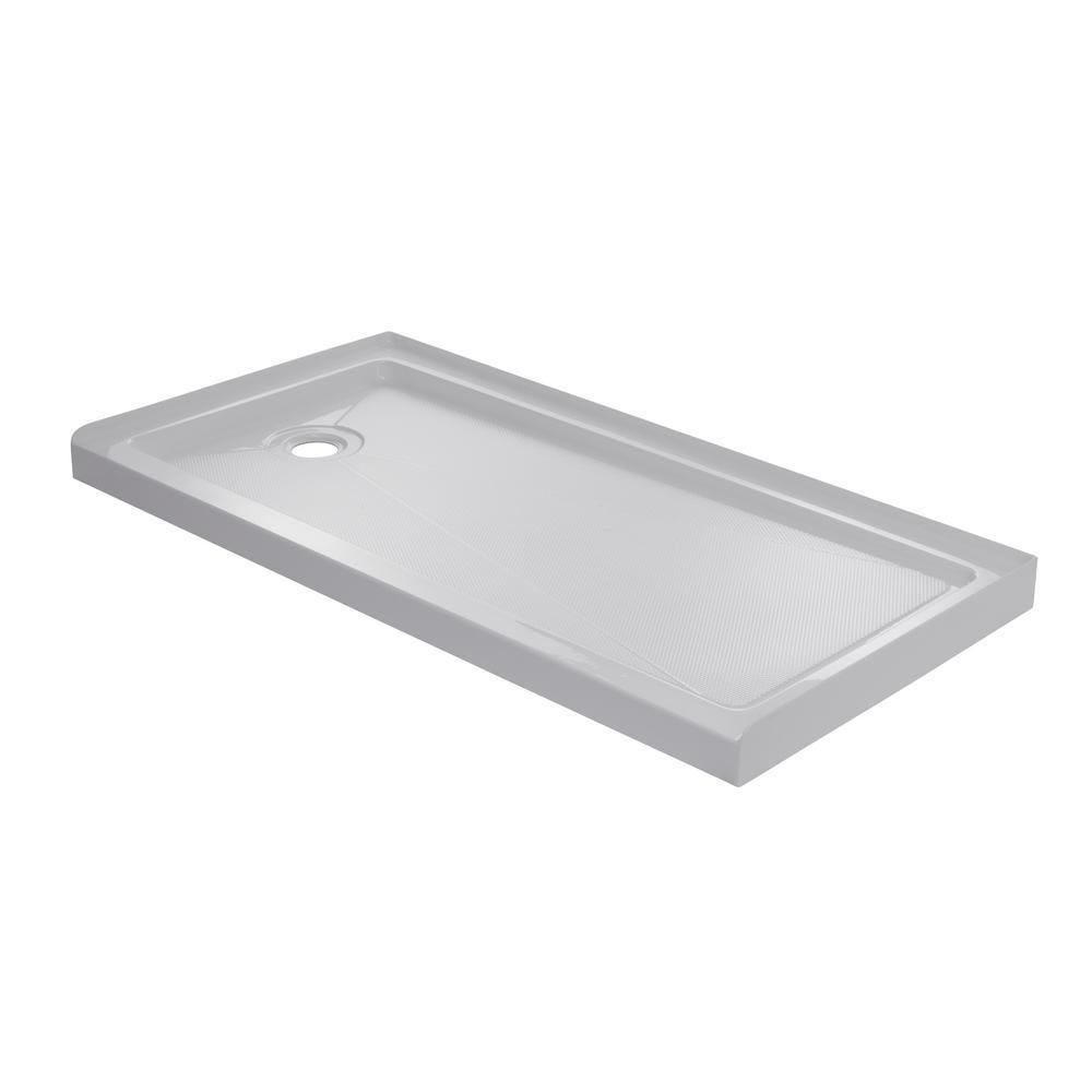 Lagoon 60 in. x 76 in. Left Drain Alcove Shower Kit in Carrara White and Silver Hardware - Super Arbor