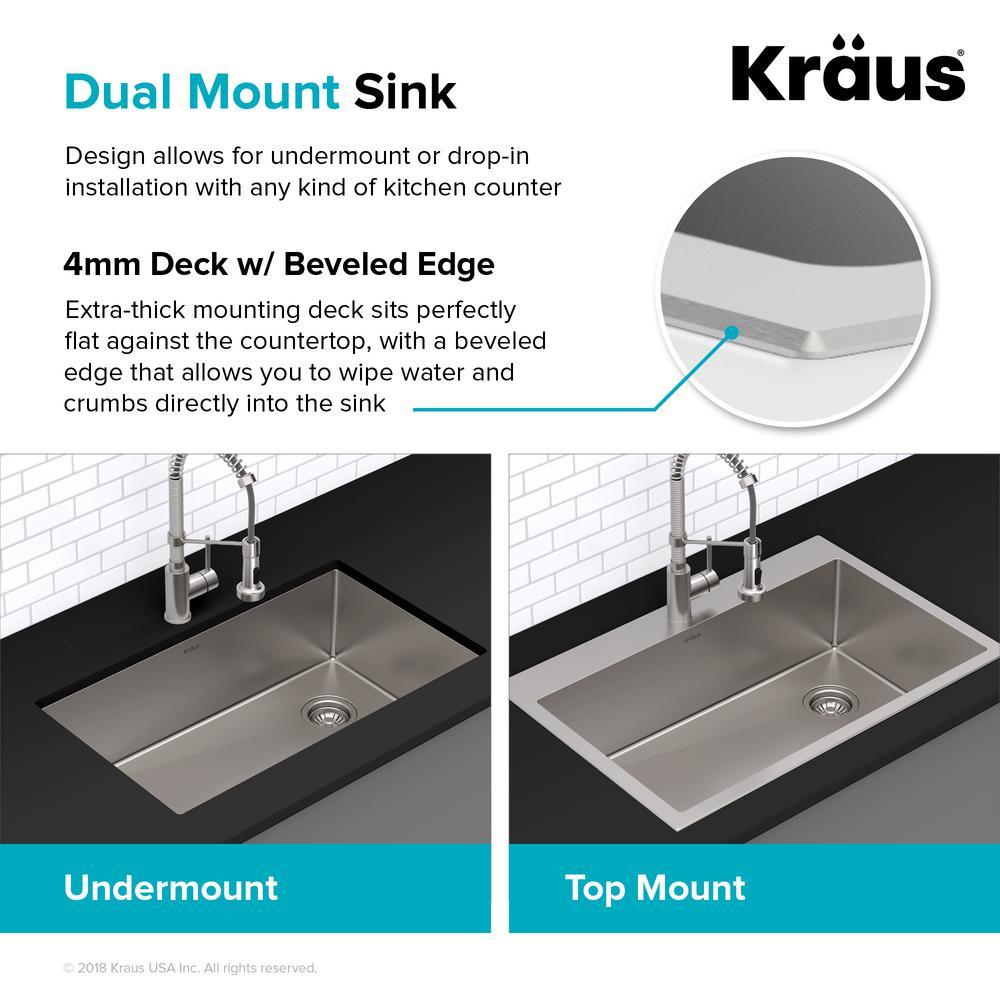 Standart PRO Drop-In Stainless Steel 18 in. 1-Hole Single Bowl Kitchen Sink - Super Arbor