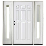 68 in. x 80 in. 9 Panel Primed White Right-Hand Steel Prehung Front Door with 14 in. Mini Blind Sidelites 6 in. Wall - Super Arbor