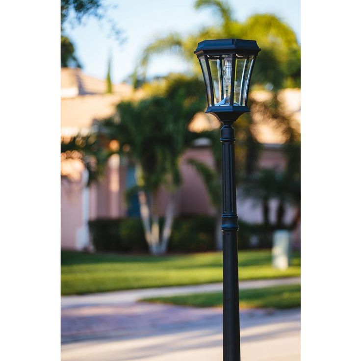 Victorian Bulb Series Single Black Integrated LED Outdoor Solar Lamp Post Light with GS Solar LED Light Bulb