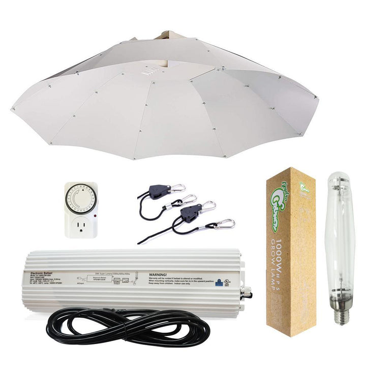1000-Watt HPS Grow Light System with 42 in. Parabolic Vertical Umbrella Hood Reflector - Super Arbor