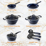 Elegant Diamond 11-Piece Aluminum Nonstick Cookware Set in Blue