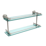 Waverly Place 22 in. L x 8 in. H x 5 in. W 2-Tier Clear Glass Bathroom Shelf with Gallery Rail in Satin Nickel - Super Arbor