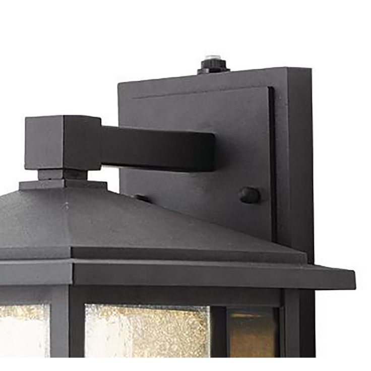 Black Outdoor Seeded Glass Dusk to Dawn Wall Lantern Sconce