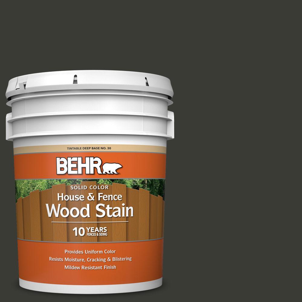 BEHR 1 Gal. #ECC-10-2 Jet Black Solid Color House and Fence Exterior Wood Stain - Super Arbor